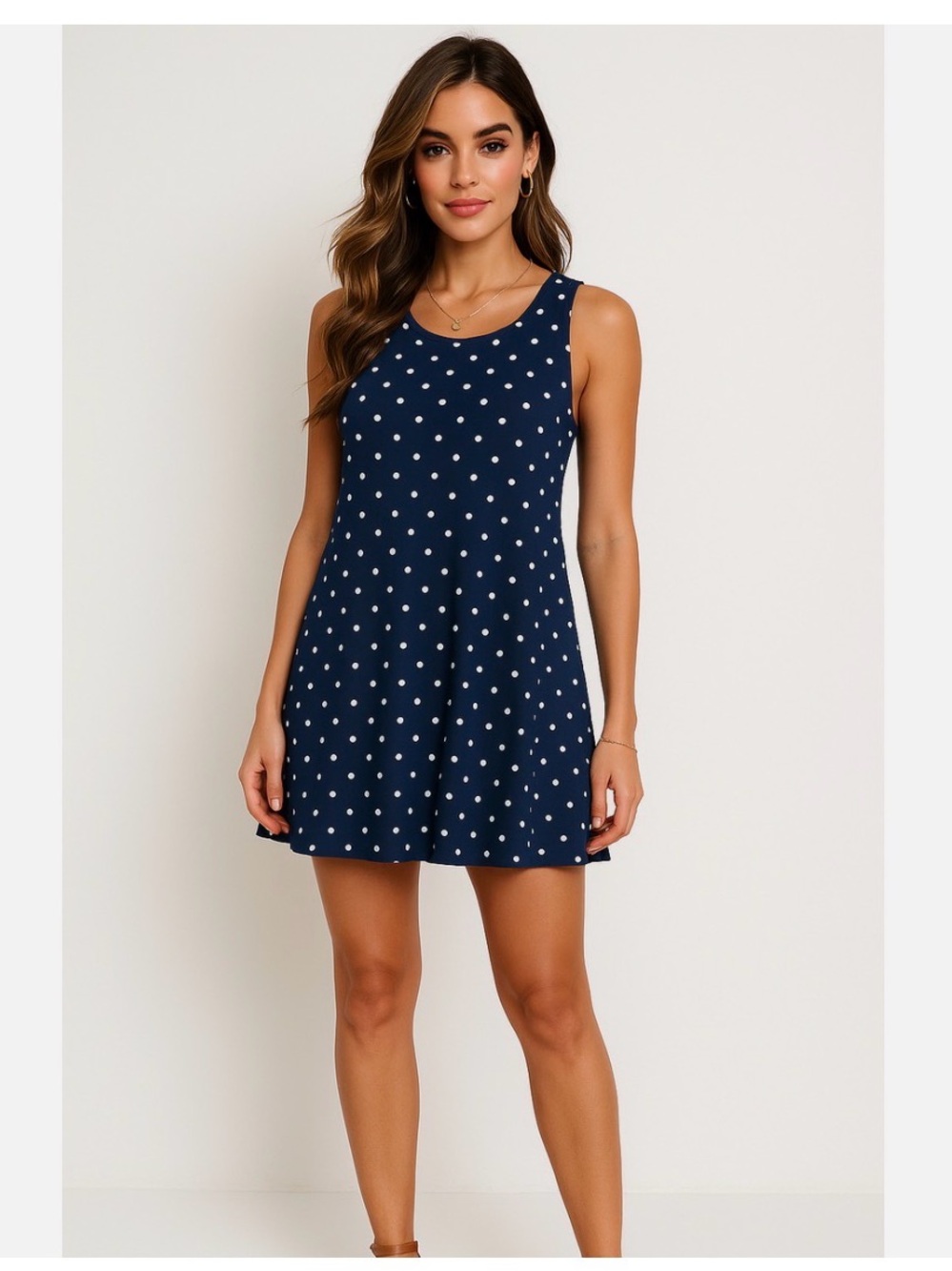 Old Navy Navy Polka Dot Midi Dress